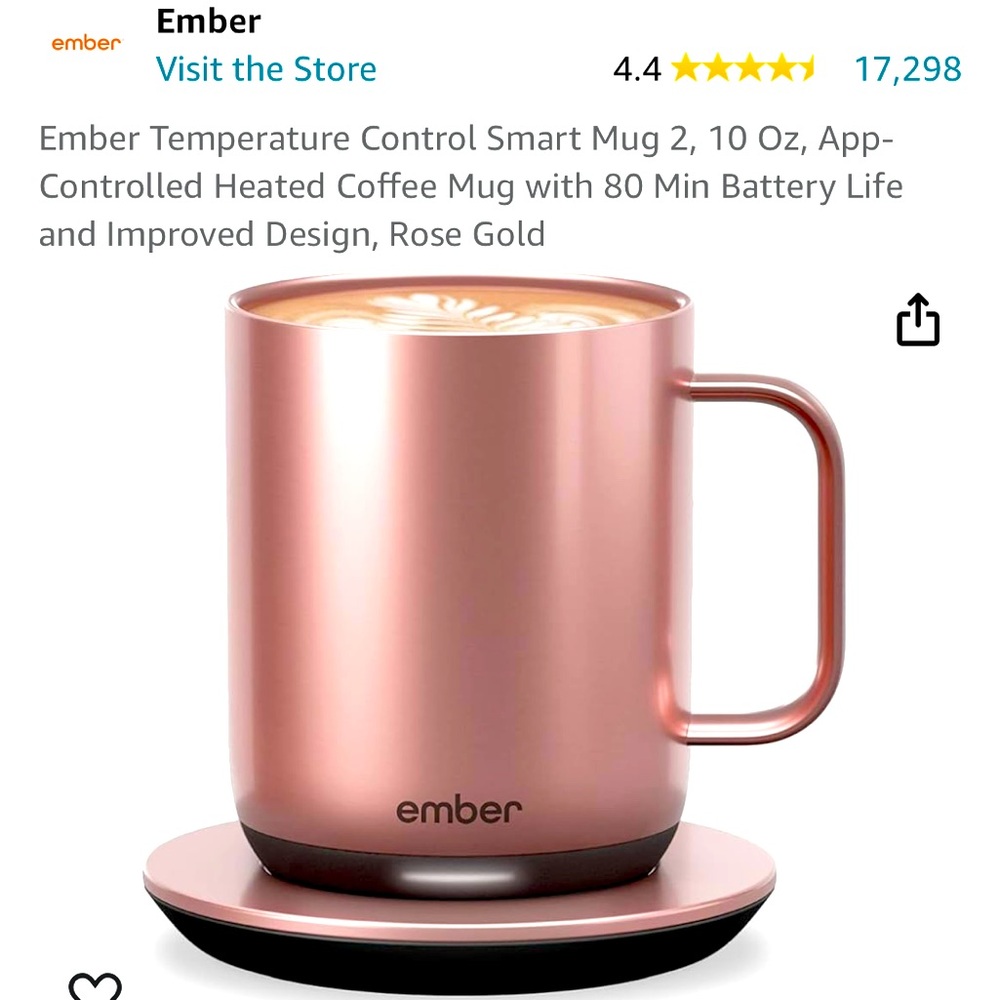 Almost brand new, barely used Ember mug in rose gold.